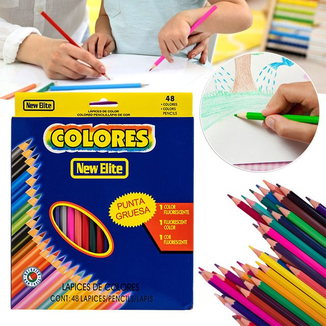 Buntstifte-Set mit 48 Farben und weichem Kern in sechseckiger Form für Zeichnungen und Skizzen in Multicolour - Bild 1