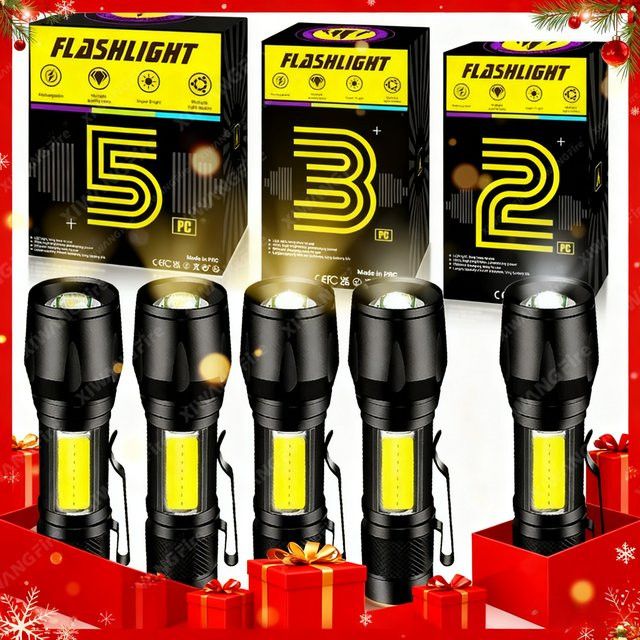 NEWBIRTH Zoombare Mini-Taschenlampe mit COB-Campinglaterne und Stiftclip, wiederaufladbare Notfallausrüstung für Outdoor und Camping - Bild 1