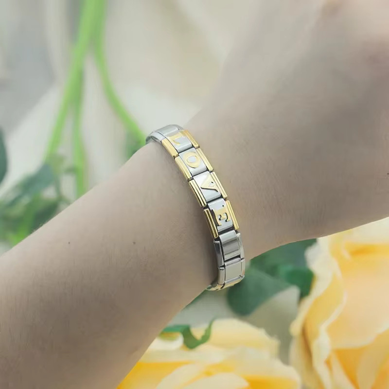 Hapiship Fashion Armband, Edelstahl, Alphabet Buchstaben, Unisex - Bild 2