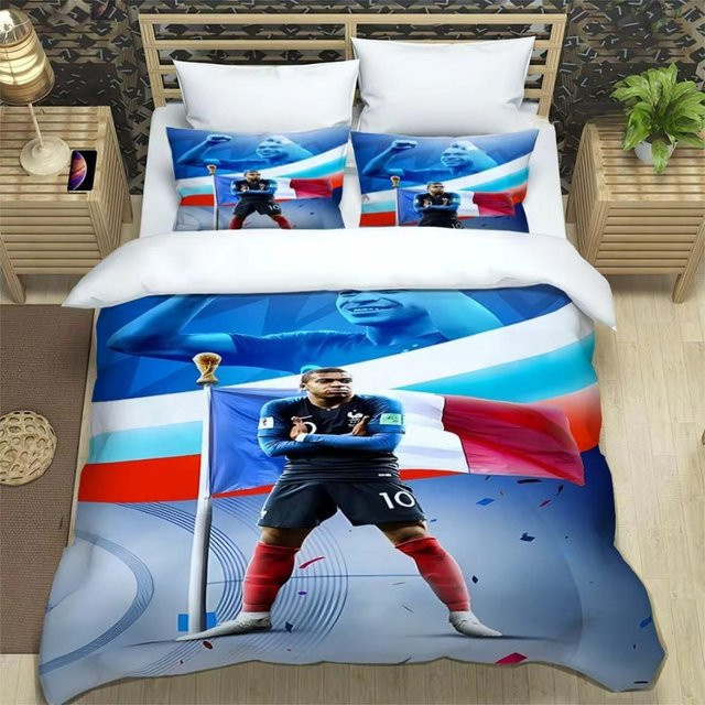 Gu Tao Bettwäsche-Set Kylian Mbappé mit 3-teiligem Design in Blau, B/H: 180 x 210 cm - Bild 1