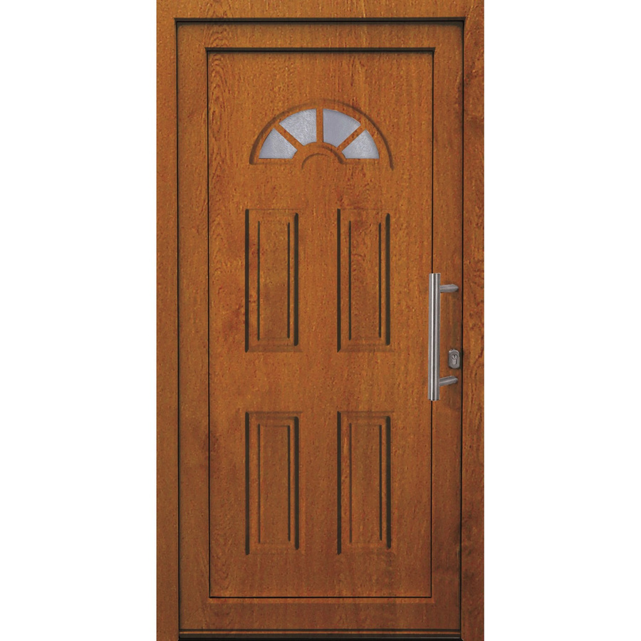 Kunststoff-Haustür PANTO K001 in Golden Oak mit Glaseinsatz, Farbe: Braun/Gold, B/H: 110 x 210 cm, Anschlag Rechts - Bild 2