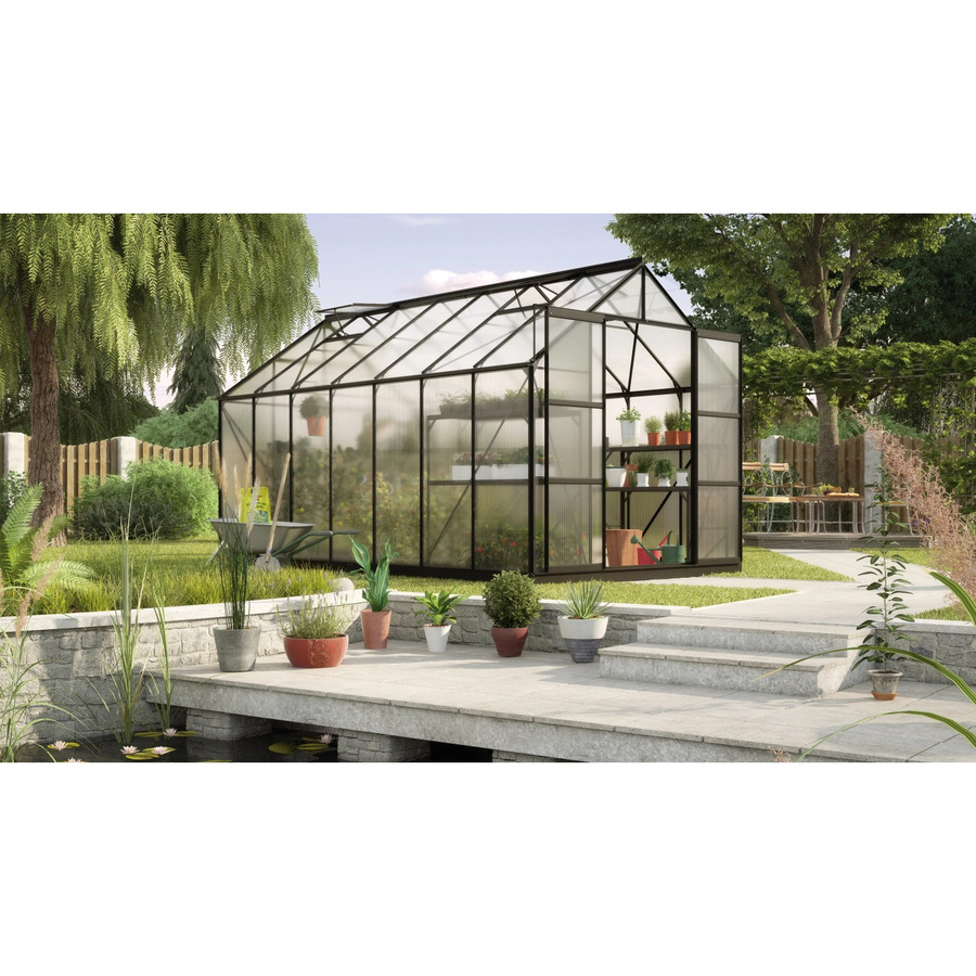 Vitavia Gewächshaus Uranus 11500 in Schwarz mit Aluminiumrahmen, Polycarbonat-Verglasung, Fundament und Regenrinnen, 11,5 m² - Bild 2