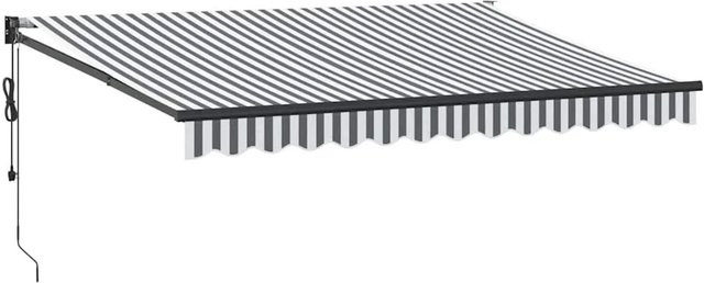 vidaXL Einziehbare Markise aus Aluminium und Polyester, Anthrazit & Weiß, B: 3,5 m, T: 2,5 m - Bild 1