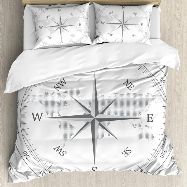 Binchi Outdoor Product Bettwäscheset Kompass Antik Design aus Polyester, Farbe: Weiß, B/H: 200 x 200 cm - Bild 1