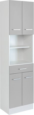 HELD MÖBEL Seitenschrank Riga modern in Grau Weiß Silber B/T/H: 50 x 35 x 190 cm - Bild 1
