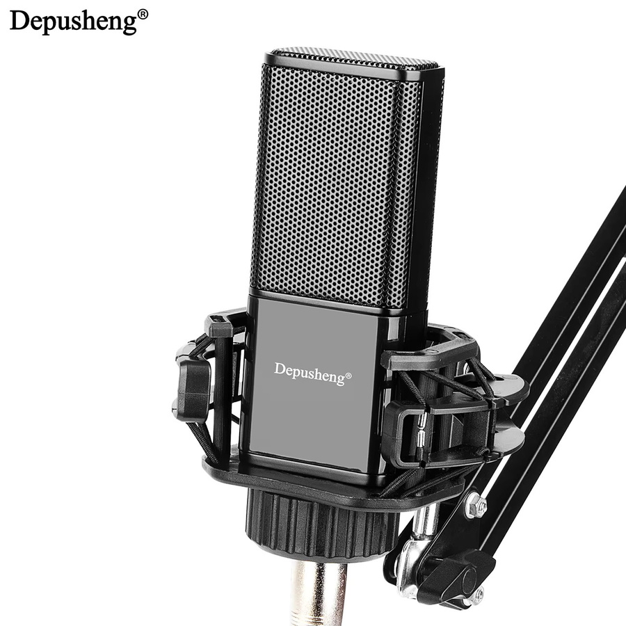 DEPUSHENG V12 Kondensatormikrofon in Schwarz für Studio-Sprachaufnahmen mit hoher Klangtreue - Bild 2