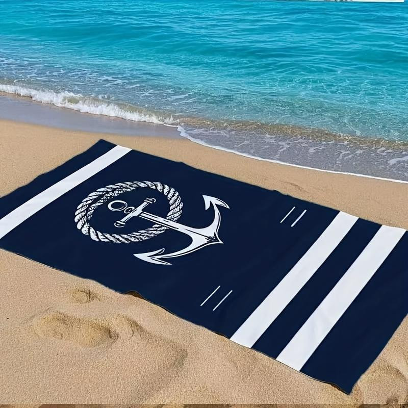 Strandtuch von JMG Household Supplies mit Anker- und Seil-Design, blau, schnelltrocknend und saugfähig, Breite: 100 cm, Tiefe: 50 cm - Bild 5