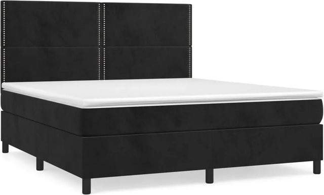 vidaXL Boxspringbett mit Matratze in Schwarz aus Samt, Hybrid-Design mit Taschenfederkern, B/T: 180 x 200 cm - Bild 1