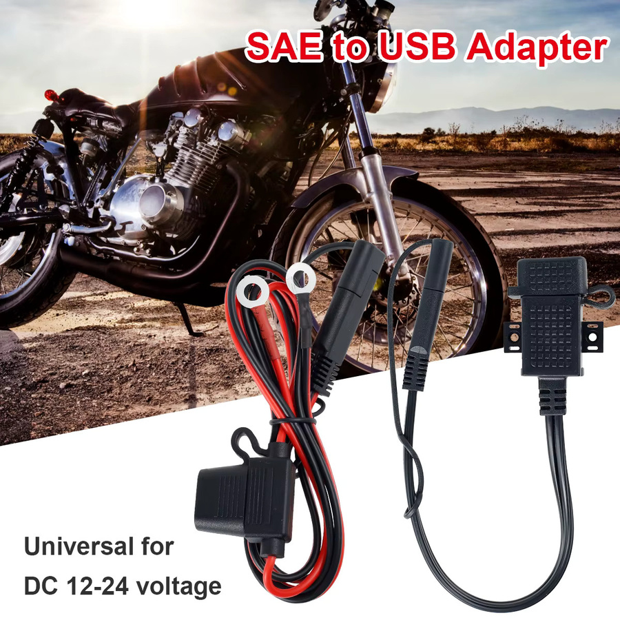 Professionelles Motorrad-USB-Ladegerät mit SAE-zu-USB-Adapter 5V/2.1A und wasserdichter Abdeckung in Schwarz - Bild 3