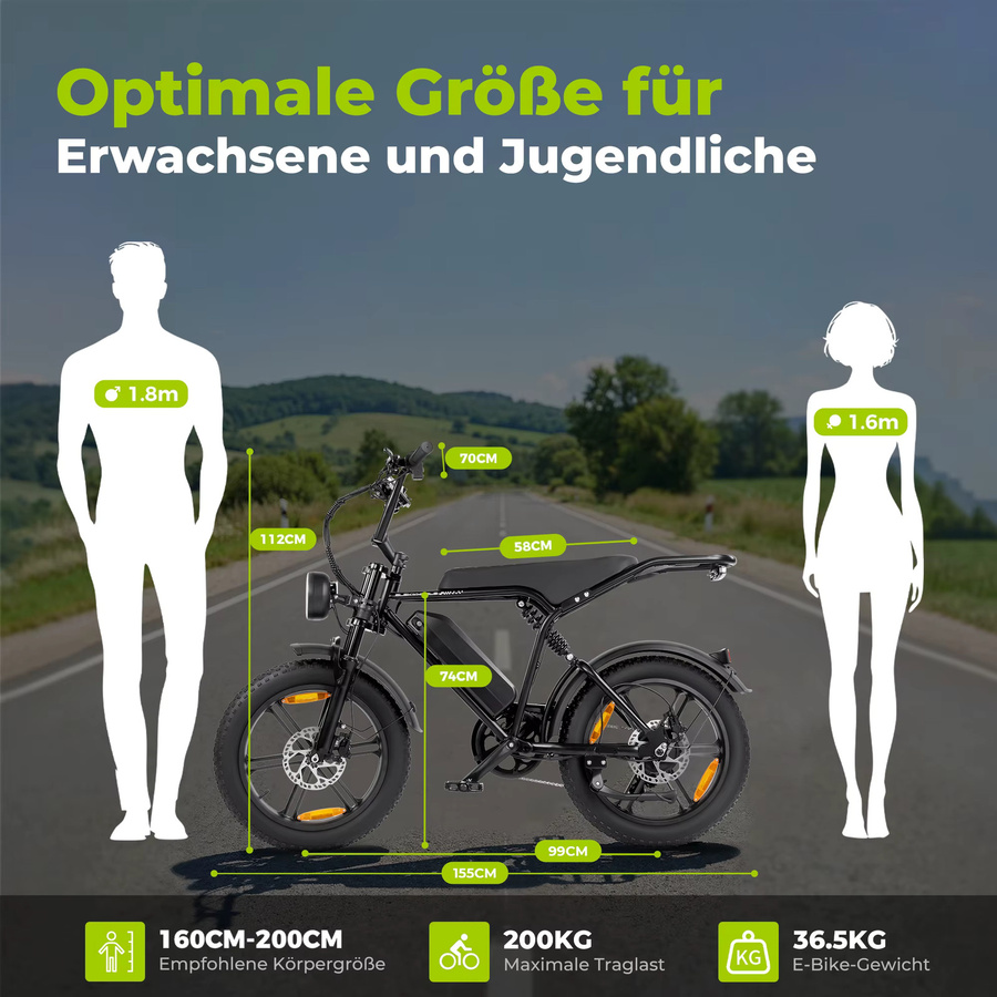 Sinaopus E6 20 Zoll Fatbike E-Bike, Elektrofahrrad für Erwachsene - Bild 5