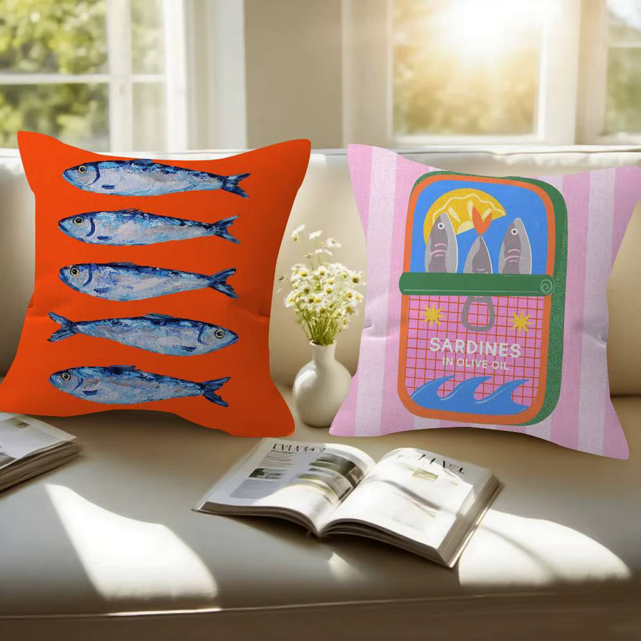 Personalisierter Kissenbezug mit Anime Sardinen Motiv für dein Sofa und Wohnzimmer, quadratisch, 30 x 30 cm - Bild 2