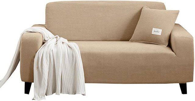 Elastischer Sofabezug aus Polarfleece in Beige für 1- bis 4-Sitzer Ecksofas und Sessel - Bild 1