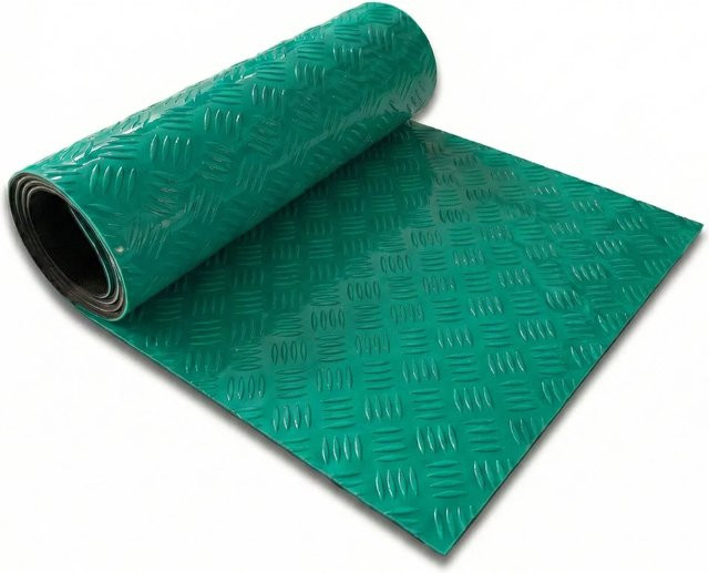 Floordirekt PVC-Bodenbelag in Riffelblech-Optik, rutschfest, Farbe: Grün, Breite: 110 cm, Länge: 1000 cm - Bild 1