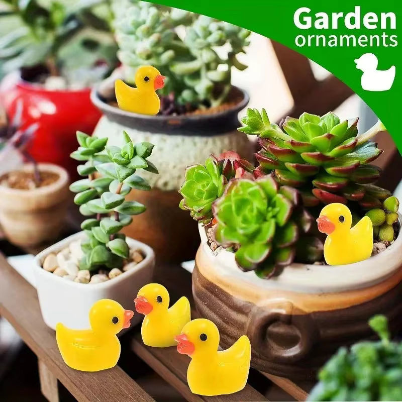 200 Stück Mini-Enten aus Kunstharz in Gelb für Gartenhandwerk und Dekoration - Bild 2