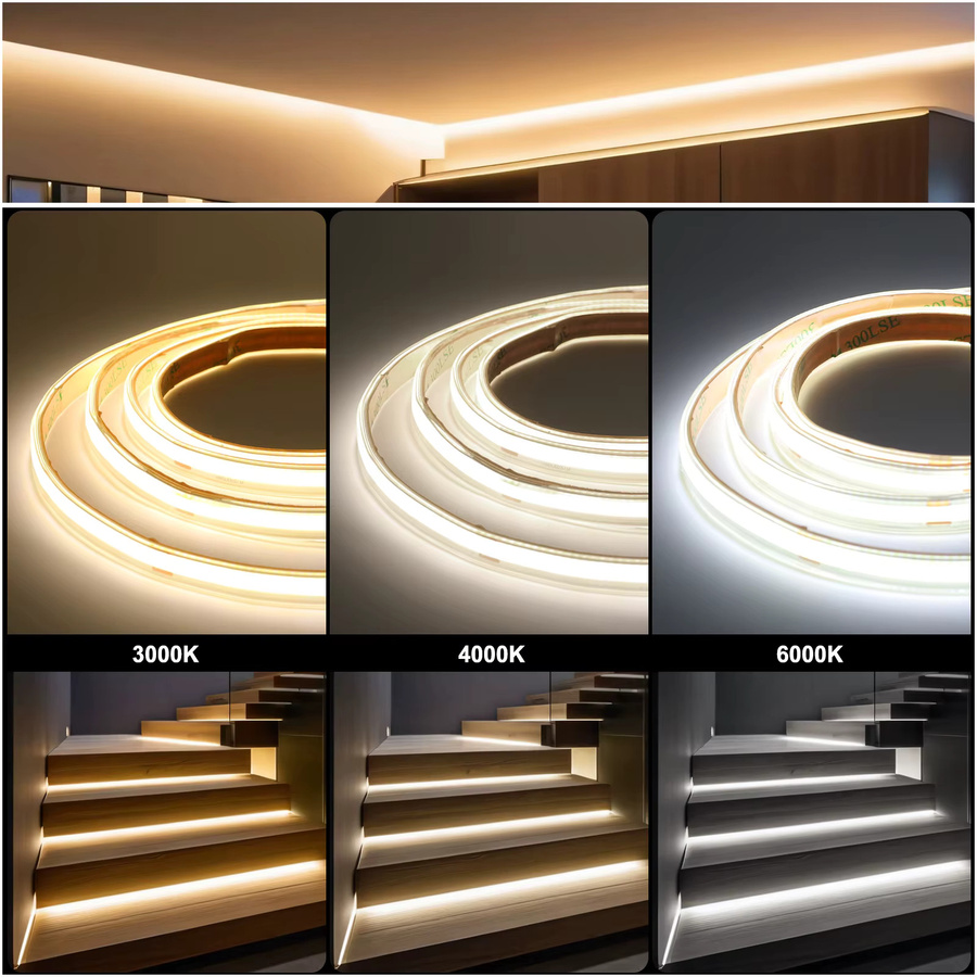 HEGEHE COB LED-Streifen IP67 Wasserdicht mit 480 LEDs pro Meter für TV-Hintergrund und Heimdekoration, Weiß, DC 12V - Bild 3