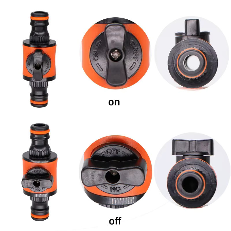 Garten Schlauch Absperrventil Fitting aus Kunststoff, 16 mm Wasserhahn Adapter für Bewässerung und Autowäsche, Orange - Bild 3