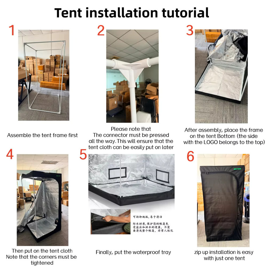 MTPAKE Grow Tent Kit Komplettsystem mit Vollspektrum Dual-Chip LED Pflanzenlampe und hochreflektierendem Mylar in Schwarz - Bild 4