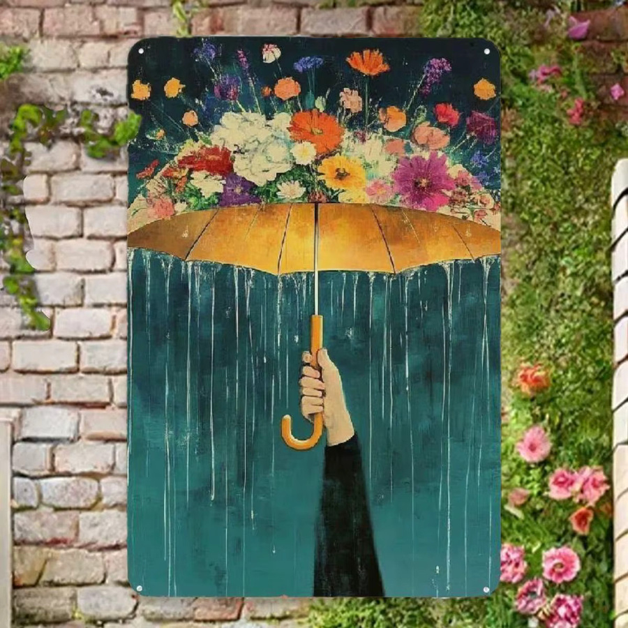 Vintage Floral Metall Blechschild CIFBUY Retro Wandschild Botanisches Design Mehrfarbig B: 20,32 cm, H: 30,48 cm - Bild 4