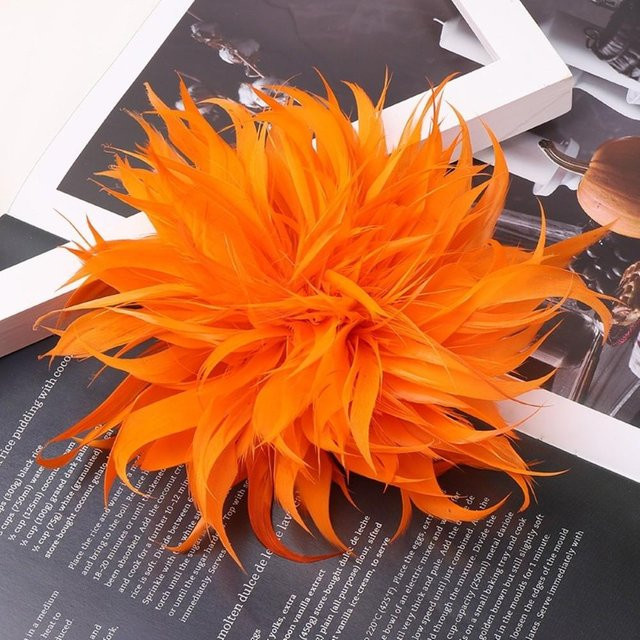 Federbrosche Federblume, orange, Damen, 18-20cm - Bild 1
