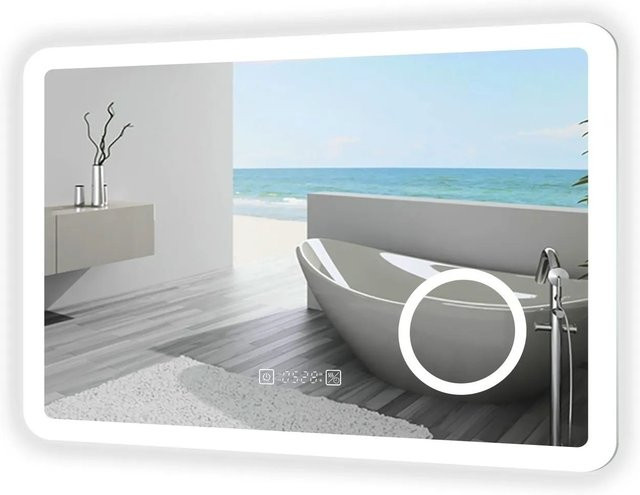 Aica Sanitär Badspiegel mit Steckdose und Uhr, B/H: 120 x 70 cm, dimmbares LED-Licht in Neutral-Warm-Kaltweiß mit Memory-Touch-Funktion - Bild 1