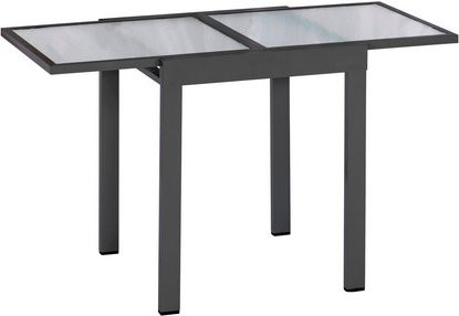 MERXX Ausziehtisch mit Sicherheitsglas in Schwarz und Grau, B/T/H: 65 x 65 x 75 cm - Bild 1