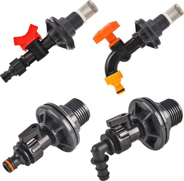 PVC Schottanschluss Set mit Hose Tail für Regenfass und Wassertanks, 1/2 Zoll und 3/4 Zoll Ventil Kit - Bild 1