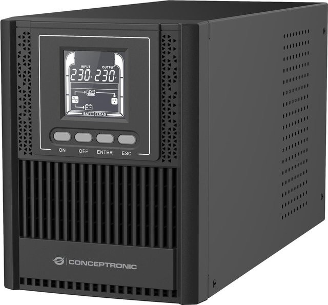 Conceptronic ZEUS52E1K Online Tower USV mit 1000VA und 900W, Doppelwandler, Sine Wave, IEC-Anschlüsse - Bild 1
