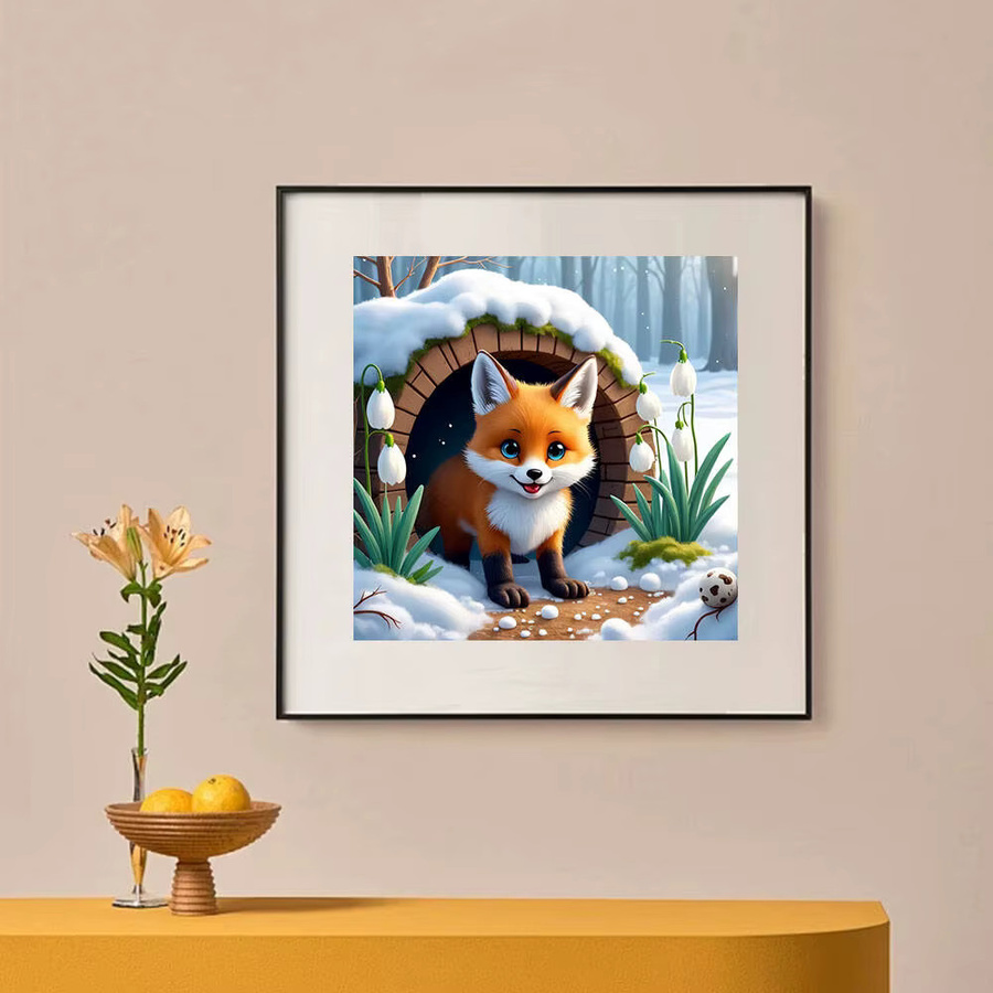 HUACAN 5D Diamantgemälde Fuchs im Schneefeld als dekoratives Wandbild in Multicolour - Bild 3