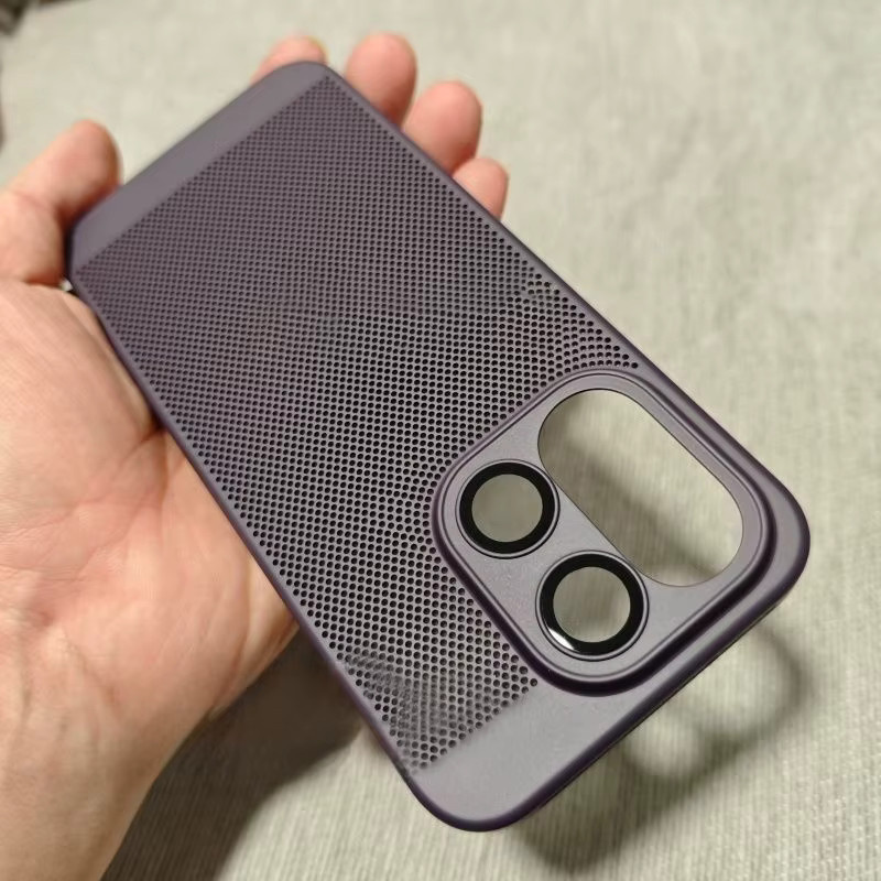 Atmungsaktive PC Schutzhülle für OnePlus 15 13 12T R ACE 5 3 mit Kühlungs-Mesh und Glas-Objektivschutz in Braun - Bild 2