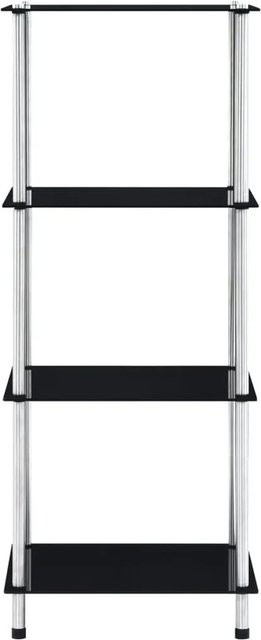vidaXL Regal mit 4 Ablagen aus Edelstahl und gehärtetem Glas in Schwarz, B/T/H: 40 x 40 x 100 cm - Bild 1