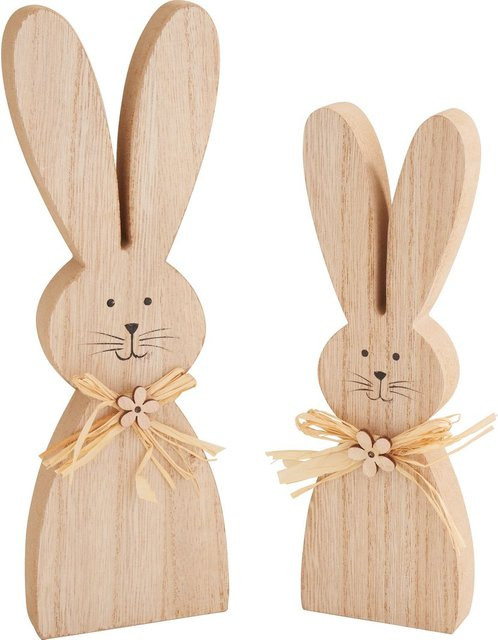 VBS Holz-Hasen Bonni und Blümchen 2er-Set Osterdekoration Beige aus MDF-Holz - Bild 1