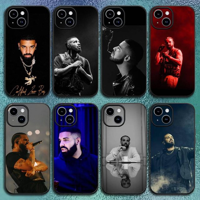 OVO Handyhülle für iPhone 12 bis 16 Pro Max Plus im Drake Design, klassische schwarze Softshell-Hülle - Bild 1