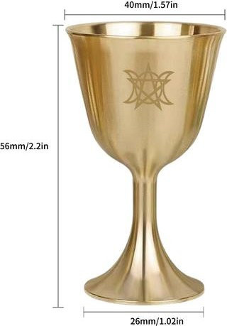 Yiran Furniture Pentagram Kelch 3.1 aus massivem Messing in Gold für Altäre und Rituale - Bild 1