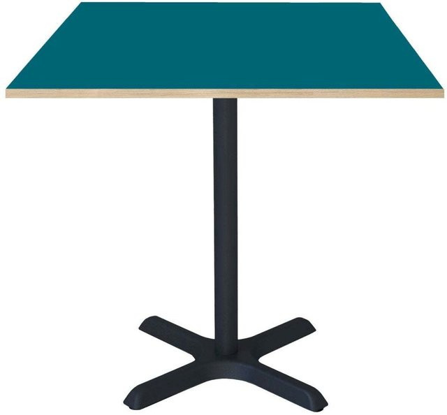RestooTab Tisch Dina quadratisch mit blauer Platte und schwarzem Gestell, B/T/H: 70 x 70 x 74 cm - Bild 1