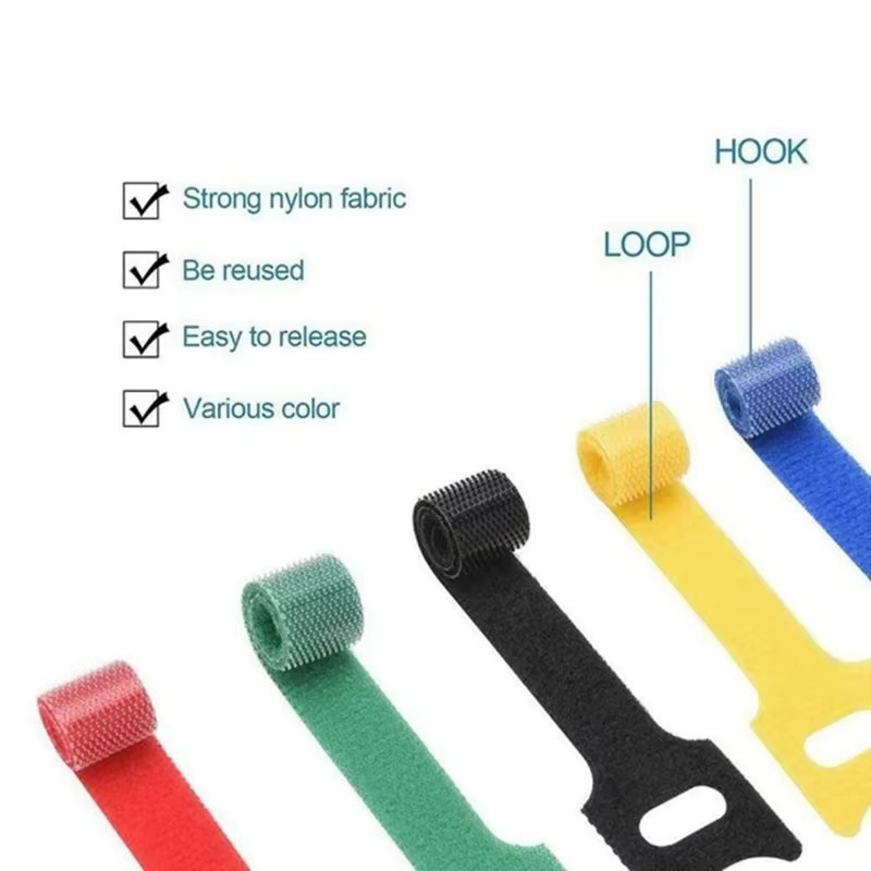 Gelbe Nylon Kabelbinder als lösbare Kabel Organizer für Drahtmanagement und Kopfhörer Halter - Bild 4