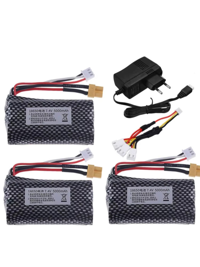 HUINA Lipo Batterie 7,4 V 5000 mAh mit XT30 Stecker für HUINA 580 1580 1583 RC Spielzeug Zubehör 2S Schwarz - Bild 3
