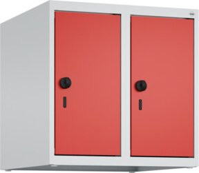 C+P Aufsatzschrank 7035/3020 mit 2 Abteilen und Sicherheits-Drehriegel, B/T/H: 50 x 50 x 50 cm, Lichtgrau/Verkehrsrot - Bild 1