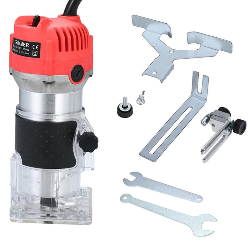 Aimo Kantenfräse mit 800 W und 30000 U/min, elektrischer Trimmer für Holz und Laminat mit transparenter Basis und Kantenführung, Rot - Bild 8