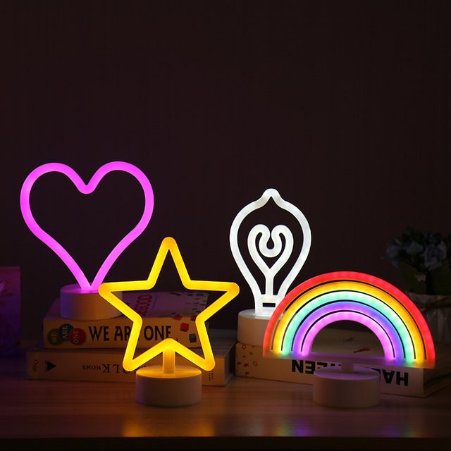 Regenbogen Neon LED Nachtlicht in Multicolour, batteriebetriebene Desktop Nachtlampe für Schlafzimmer und Kinderzimmer - Bild 1