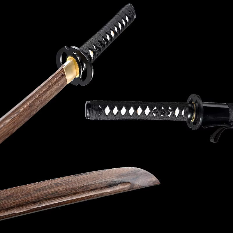 Japanisches Wakizashi Trainingsschwert Drache Saya mit Musashi Tsuba Iron aus Holz und Metall in Schwarz und Braun - Bild 5