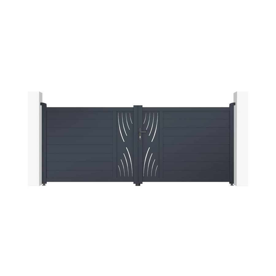 Casanoov Elektrisches Flügeltor Veleta aus Aluminium in Anthrazit und Grau mit Drehtorantrieb Ranger B150, B/H: 355 x 145 cm - Bild 2