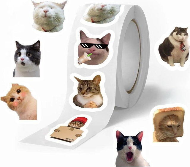 500 Stück Lustige Katzen Meme Cartoon Graffiti Aufkleber von Binchi Outdoor Product, Wasserdicht, Mehrfarbig - Bild 1