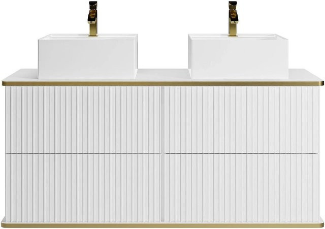Doppelwaschtisch Keliza von Vente-unique in Weiß mit Gold-Elementen, Breite: 120 cm - Bild 1