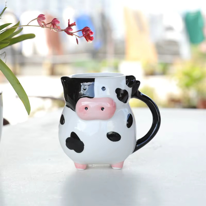 Kreative Keramik Tasse im Cartoon Kuh Design für Kinder und Erwachsene zum Trinken von Kaffee, Milch oder Saft - Bild 2