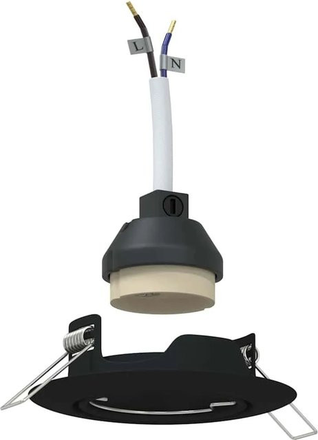vidaXL Spotlight Set 12 Stück Schwarz aus Metall, Einbaustrahler mit GU10 Fassung, verstellbar, B/T/H: 9 x 9 x 2,5 cm - Bild 1