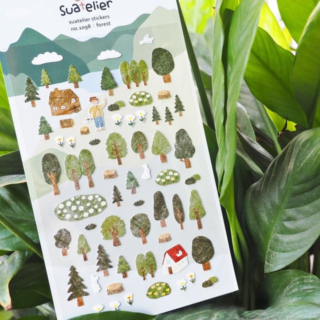 Suatelier Dekorative Aufkleber Grüner Wald für Tagebuch und Scrapbooking in Grün und Multicolour - Bild 1