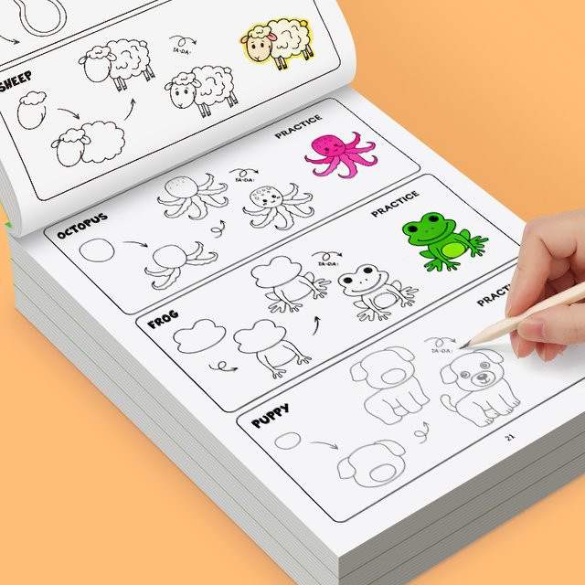 So zeichnen Sie Tiere: Schritt-für-Schritt-Zeichenbuch zum Malen lernen für Kinder in Mehrfarbig - Bild 1