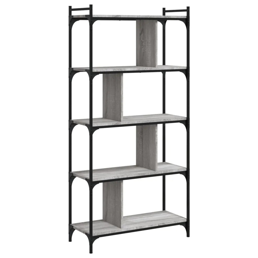 vidaXL Bücherregal mit 5 Böden in Grau im Industrial Design, B/T/H: 76 x 32 x 158 cm - Bild 2