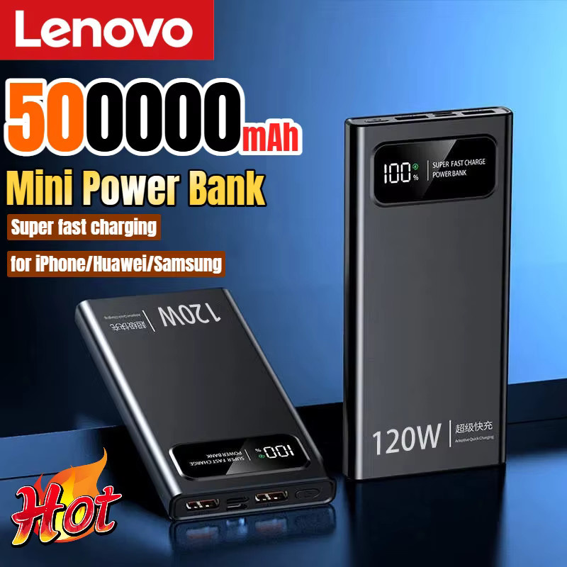 Lenovo Powerbank mit 120W Hochleistungs-Ladefunktion und Digitalanzeige in Schwarz oder Weiß - Bild 1