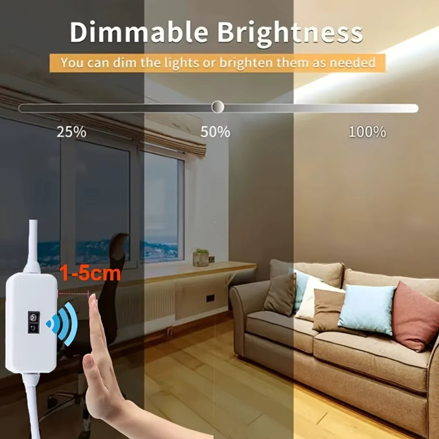 Intelligente 5V LED-Lichtleiste mit Gesten-Sensor und Dimmer in Warmweiß, 1m Länge - Bild 3